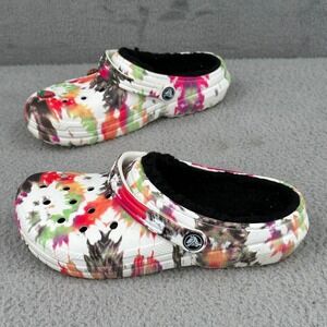 Crocs Kids Classic Lined Clog Tie Dye Fur Lined Shoes Size 4‎ Casual Comfort
